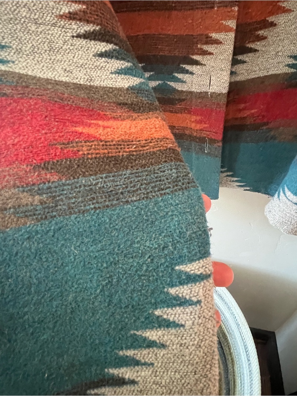 Patterned Aztec-Style Teal & Rust Women's  Jacket - Picture 5 of 6